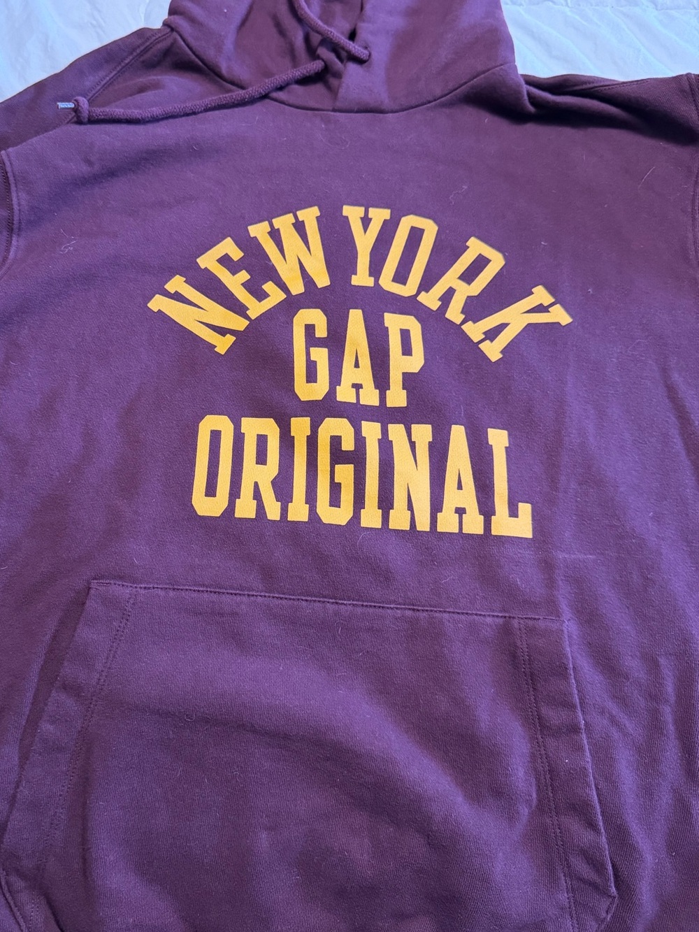 GAP Maroon Hoodie with Yellow Lettering
